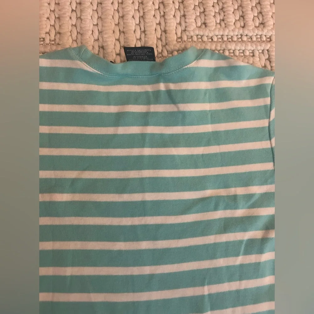 Polo Ralph Lauren Women’s S/P Preppy Sporty Blue White Striped Cotton Blouse Top - Picture 12 of 15